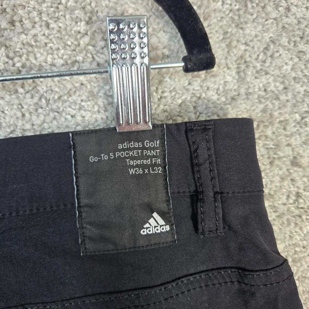 Adidas Go-To 5 Pocket Pants Mens 36x32 Black Tapered Golf lightweight stretch - Picture 3 of 10